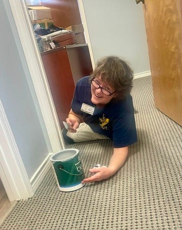 Photos of the team members doing various jobs.