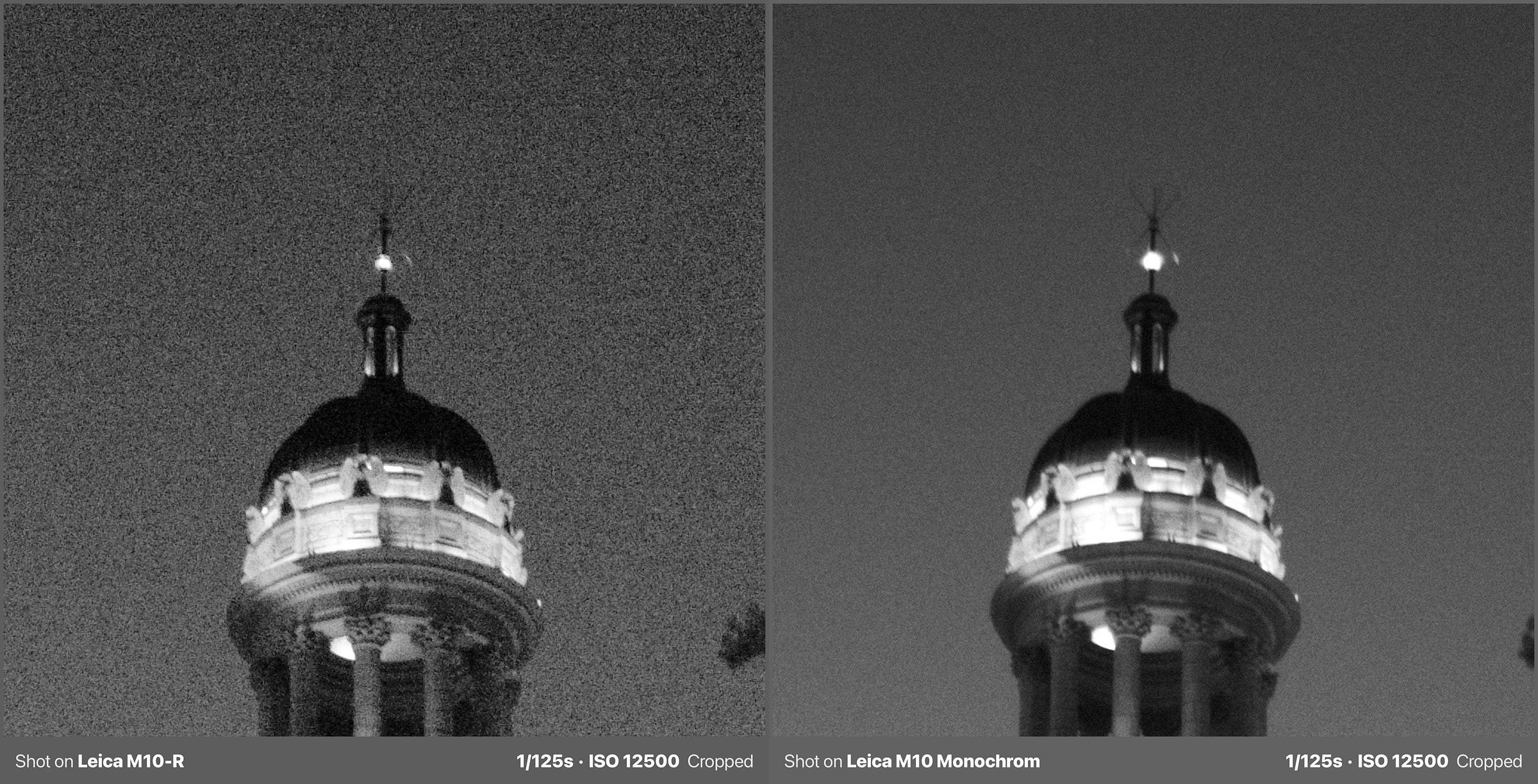 Image comparing the Leica M10-R with Leica Monochrom quality, side-by-side.