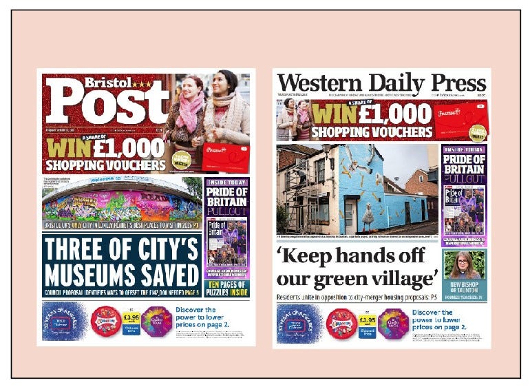 P1 of the Bristol Post and Western Daily Press