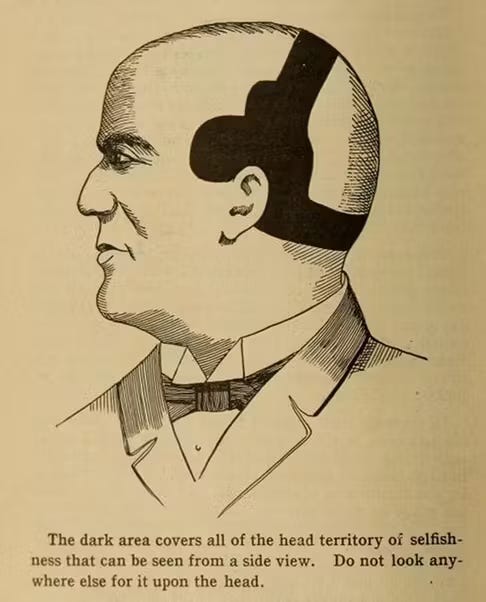man facing left with black marks on head