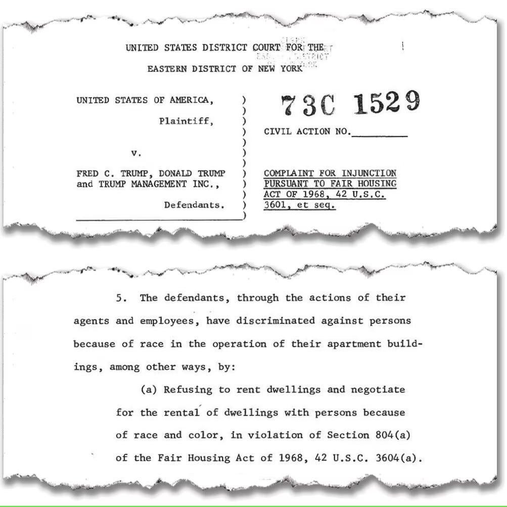 Lawsuit against Fred and Donald Trump