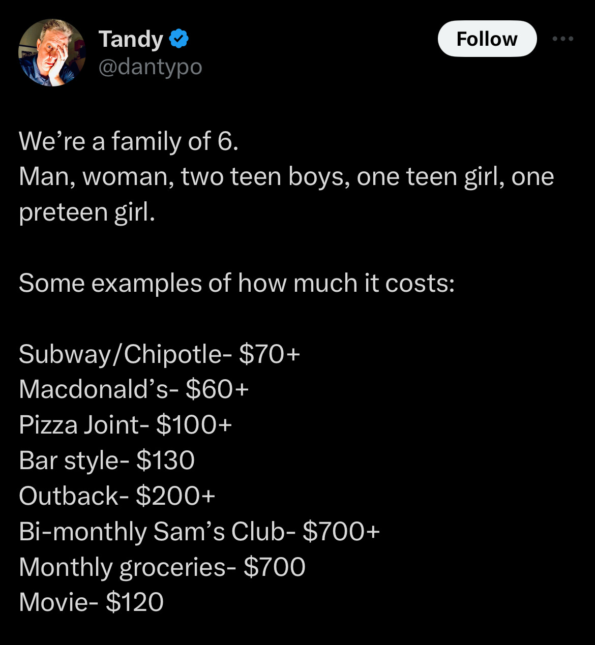 Inflation in the Family Household