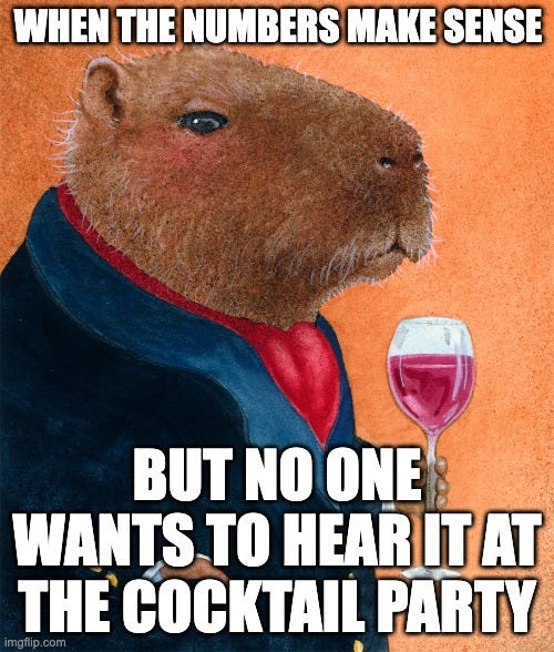 Illustration meme of a well-dressed capybara holding a wine glass with text about numbers making sense but being ignored at cocktail parties, symbolizing an overlooked energy stock in the investment thesis deep dive. Illustration meme of a well-dressed capybara holding a wine glass with text about numbers making sense but being ignored at cocktail parties, symbolizing an overlooked energy stock in the investment thesis deep dive.