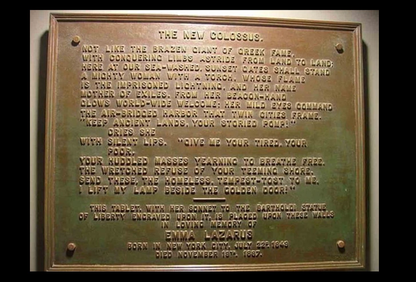 Emma Lazarus poem The New Colossus