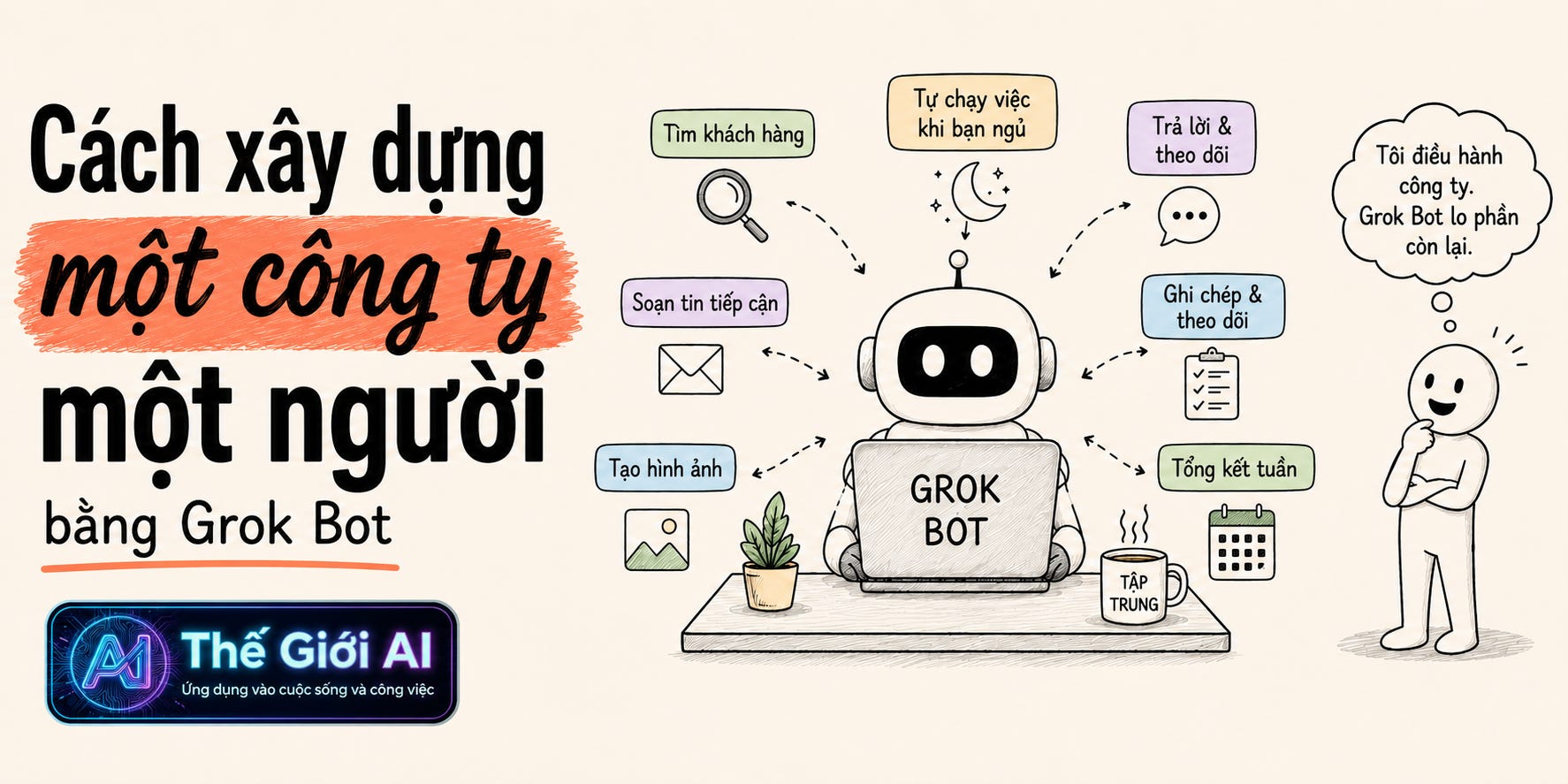 Cách xây dựng một công ty một người bằng Grok Bot
