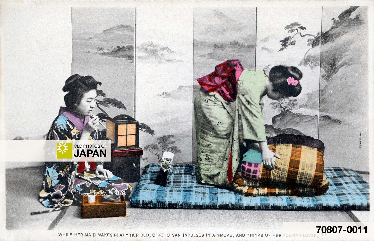 Japanese woman smoking a kiseru pipe, 1900s Japanese woman smoking a kiseru pipe, 1900s