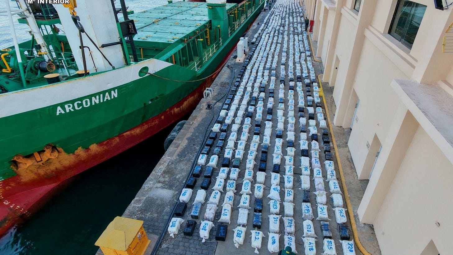 Spanish police release pictures of record European cocaine haul seized off  Canary Islands | World News | Sky News