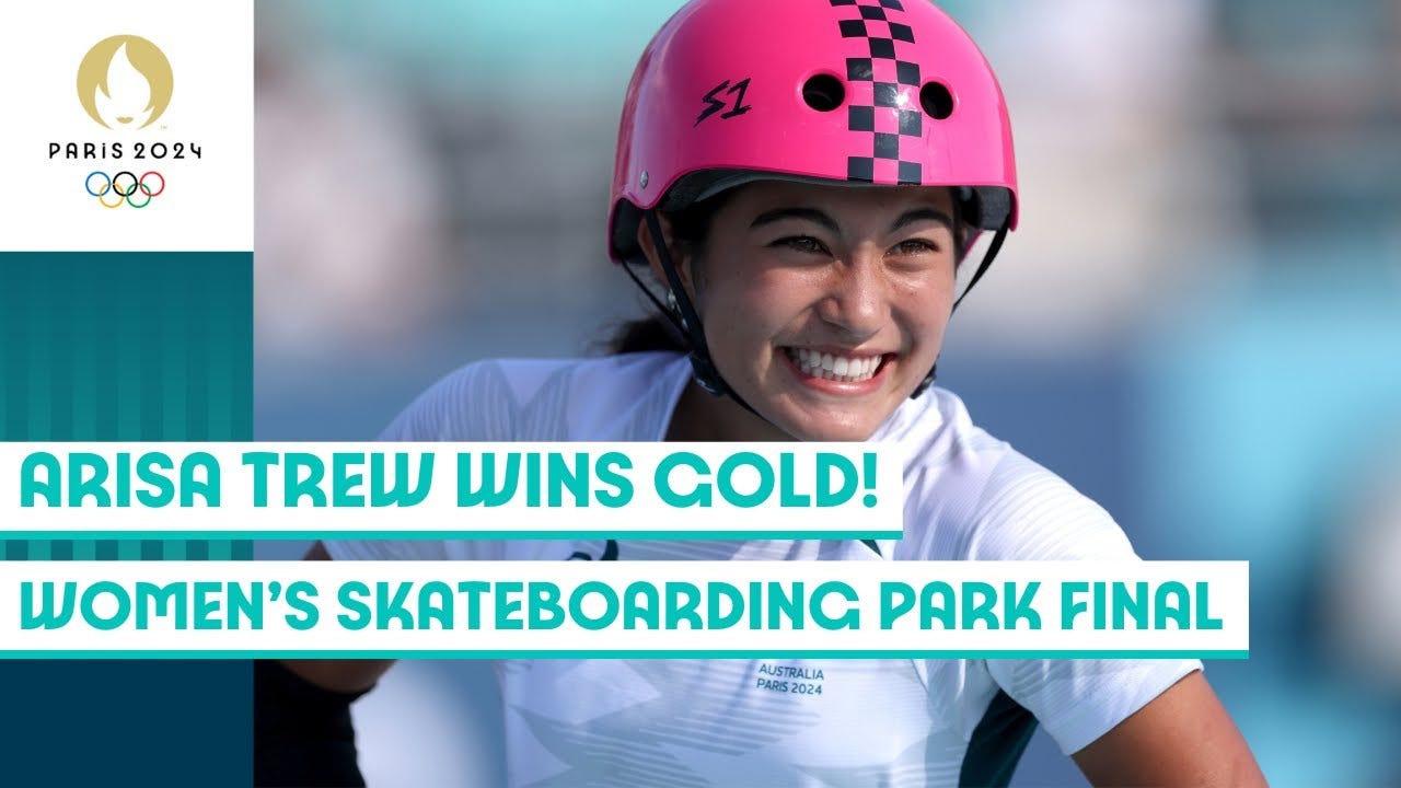 Arisa Trew becomes Australia’s youngest Olympic gold medallist 🛹🥇 | Paris  2024 Highlights