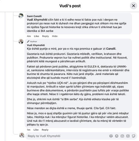 Materiale të dokumentuara nga rrjetet sociale që pasqyrojnë reagimet ndaj hulumtimit, përfshirë diskursin publik, etiketimet dhe format e presionit verbal që shfaqen pas publikimit.