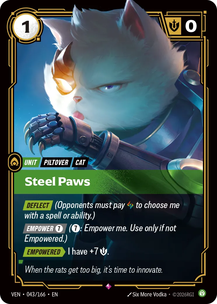 VEN-043 Steel Paws Card - Riftbound TCG VEN-043 Steel Paws Card - Riftbound TCG
