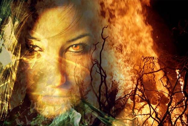 Witch of Eye was burned at the stake. Fire and witch (Public Domain)