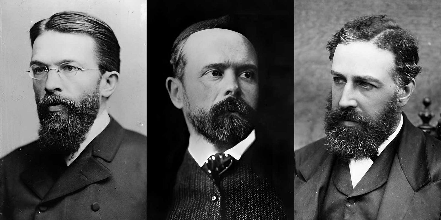 AI enhanced image of Carl Menger, Léon Walras, and William Stanley Jevons