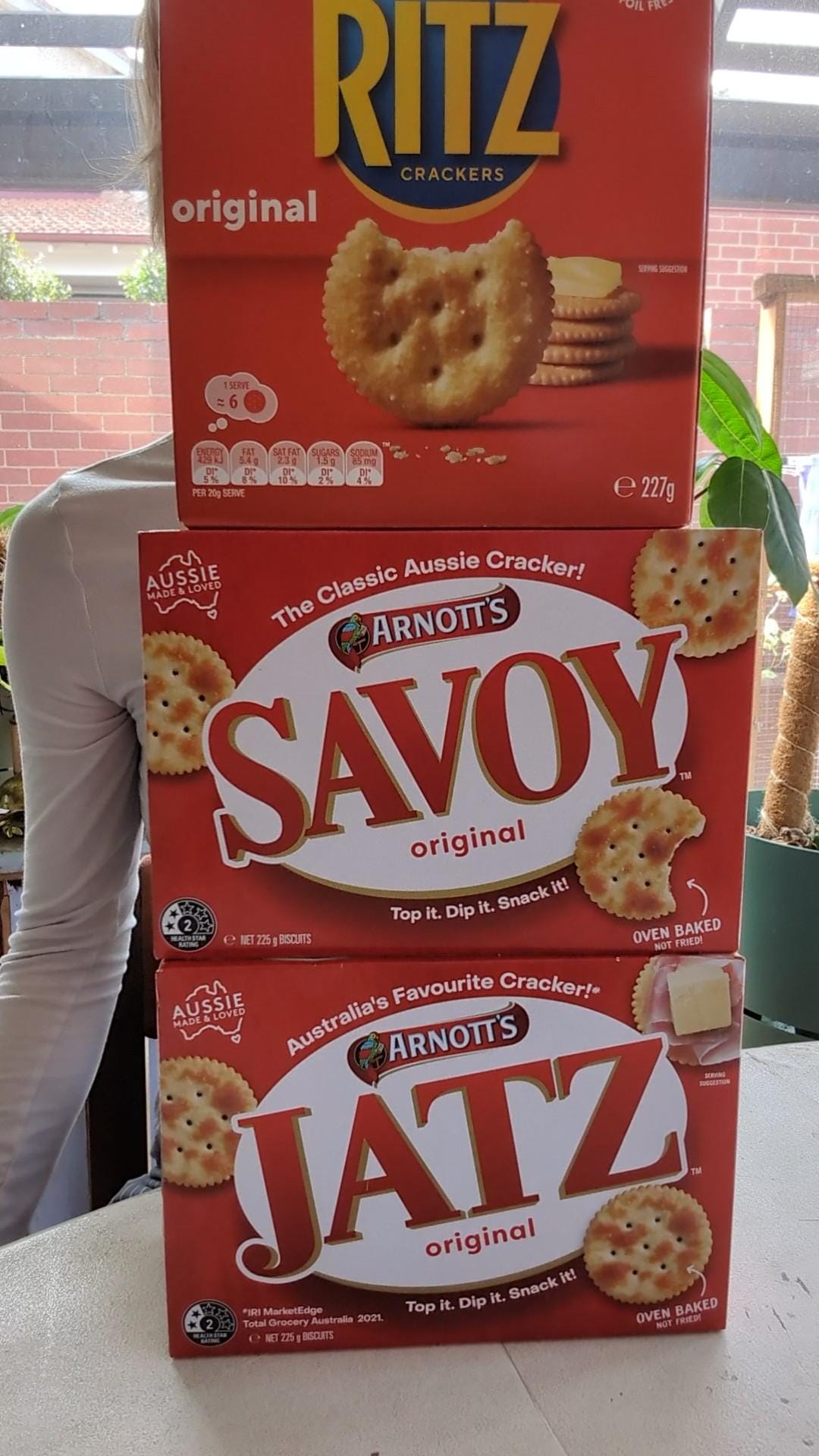 Red box cracker showdown: Jatz v Savoy v Ritz - by Samantha