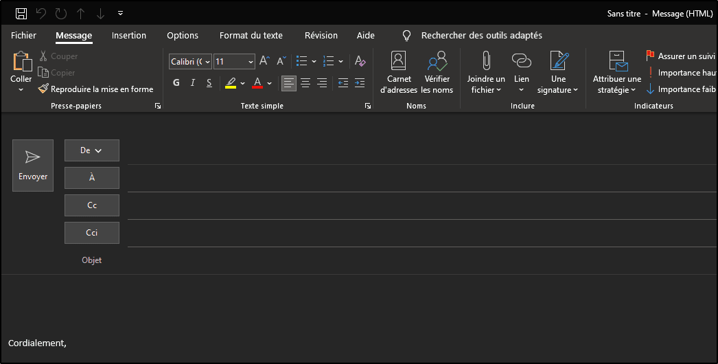 dark mode outlook mail