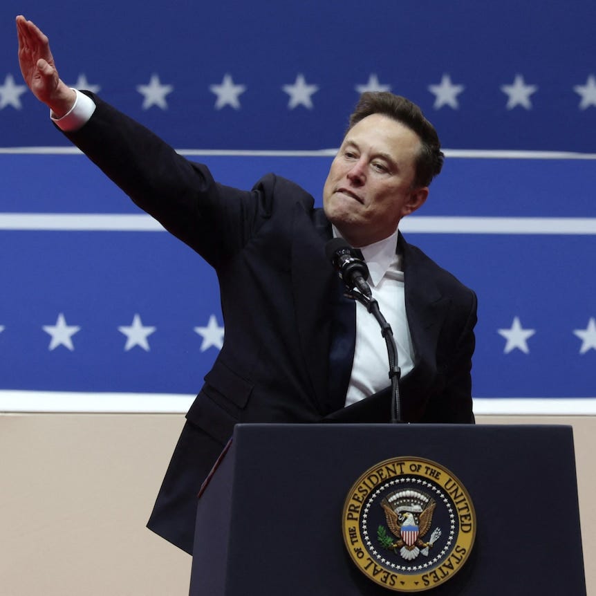 Elon Musk "salute" to Trump supporters - ABC listen