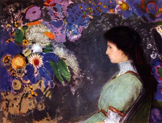 Portrait of Violette Heymann, 1910, Odilon Redon Portrait of Violette Heymann, 1910, Odilon Redon