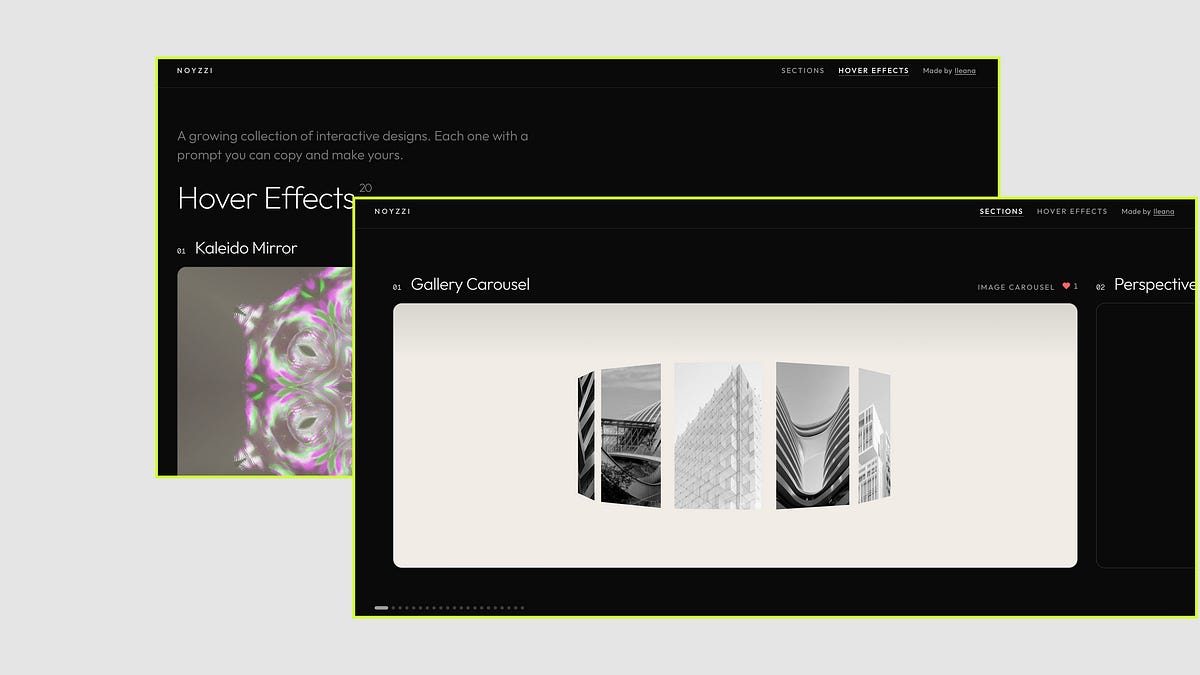 A Collection of 40+ Design and Hover Effect Prompts. All Free to Use.
