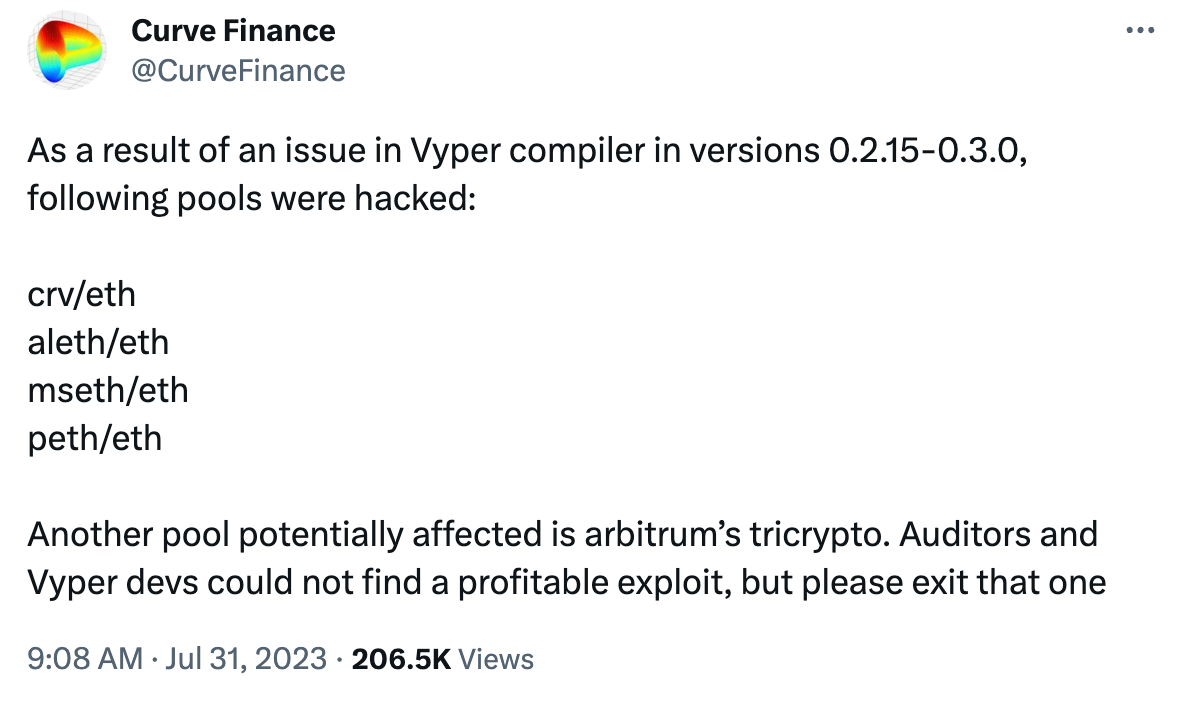 Curve Finance exploit