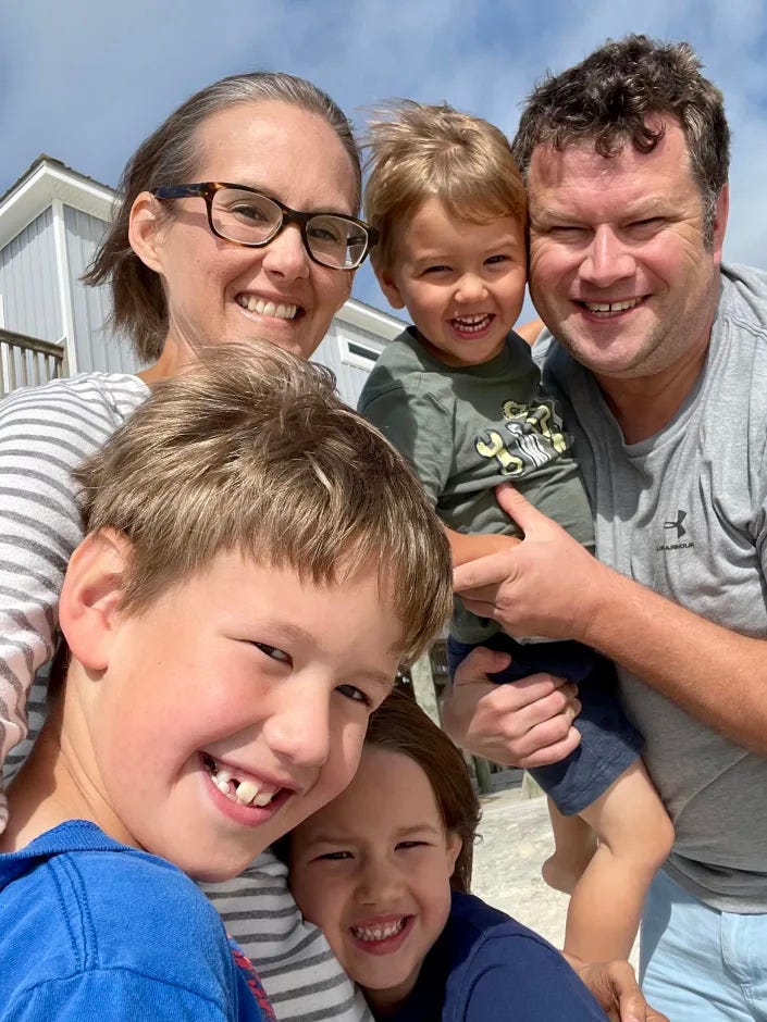 Mellen shares a happy moment with her son George, 7, left; daughter Jane, 5, bottom; son Jack, 3 and her husband, Eric. (Courtesy Ashley Mellen) Mellen shares a happy moment with her son George, 7, left; daughter Jane, 5, bottom; son Jack, 3 and her husband, Eric. (Courtesy Ashley Mellen)