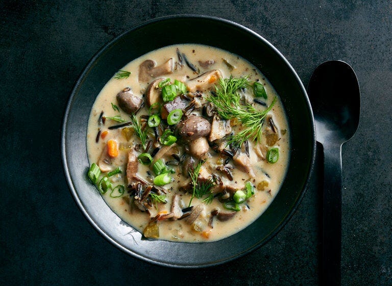Pressure Cooker Mushroom and Wild Rice Soup
