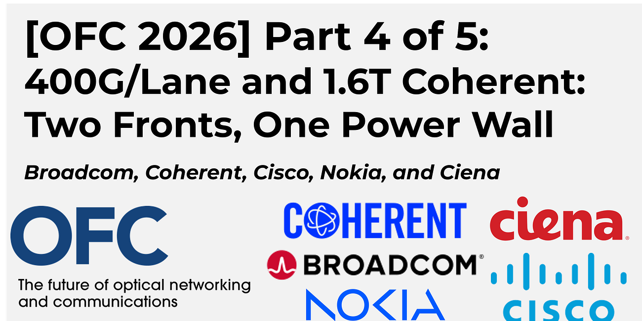 [OFC 2026] Part 4 of 5: 400G/Lane and 1.6T Coherent: Two Fronts, One Power Wall 