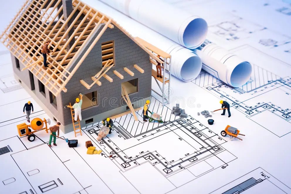 https://www.dreamstime.com/stock-photo-building-house-blueprints-worker-construction-project-image53359756
