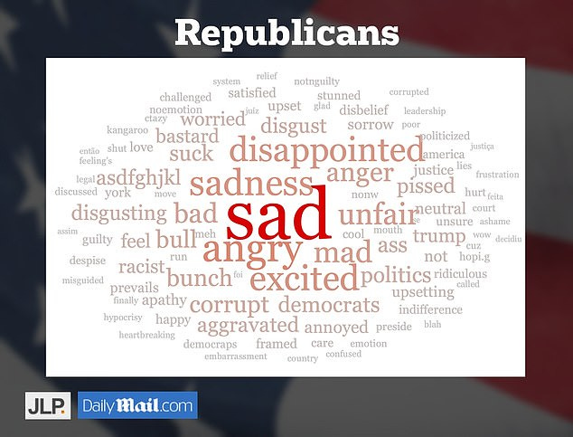 J.L. Partners poll for DailyMail.com asked 403 likely voters to describe their main emotion when they heard the verdict in Trump's hush money trial