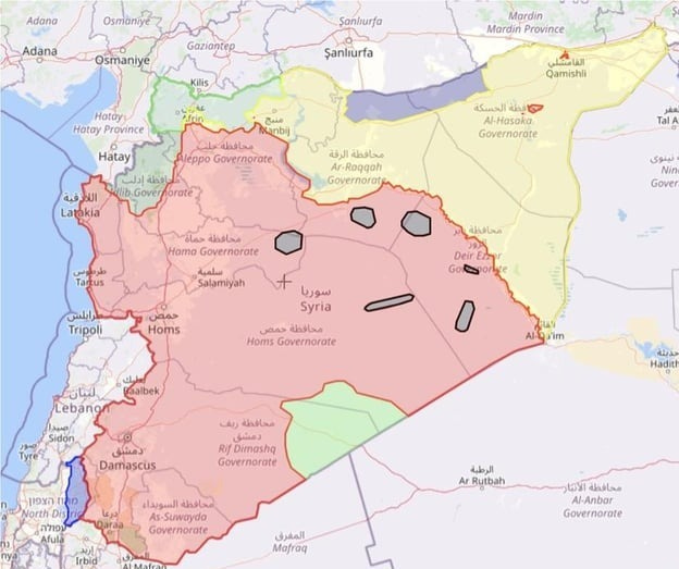 r/MapPorn - Syria: Areas of control, only 11 days apart. [Nov 27th — Dec 8th]