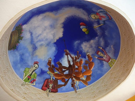 Casa de los Venados Valladolid Yucatan Mexico La Catrinas Cupola Roof Dome skeletons painting
