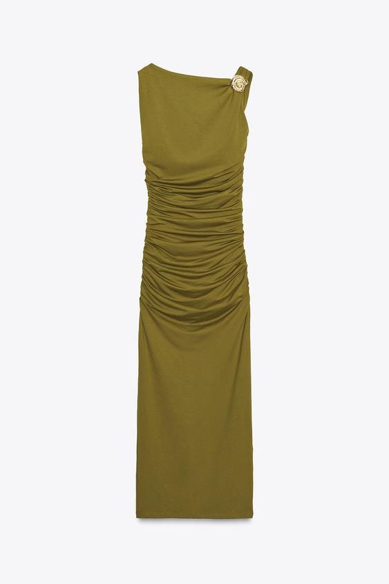 strapless open back dress ZARA Wine Red Off-the-Shoulder Midi Dress​