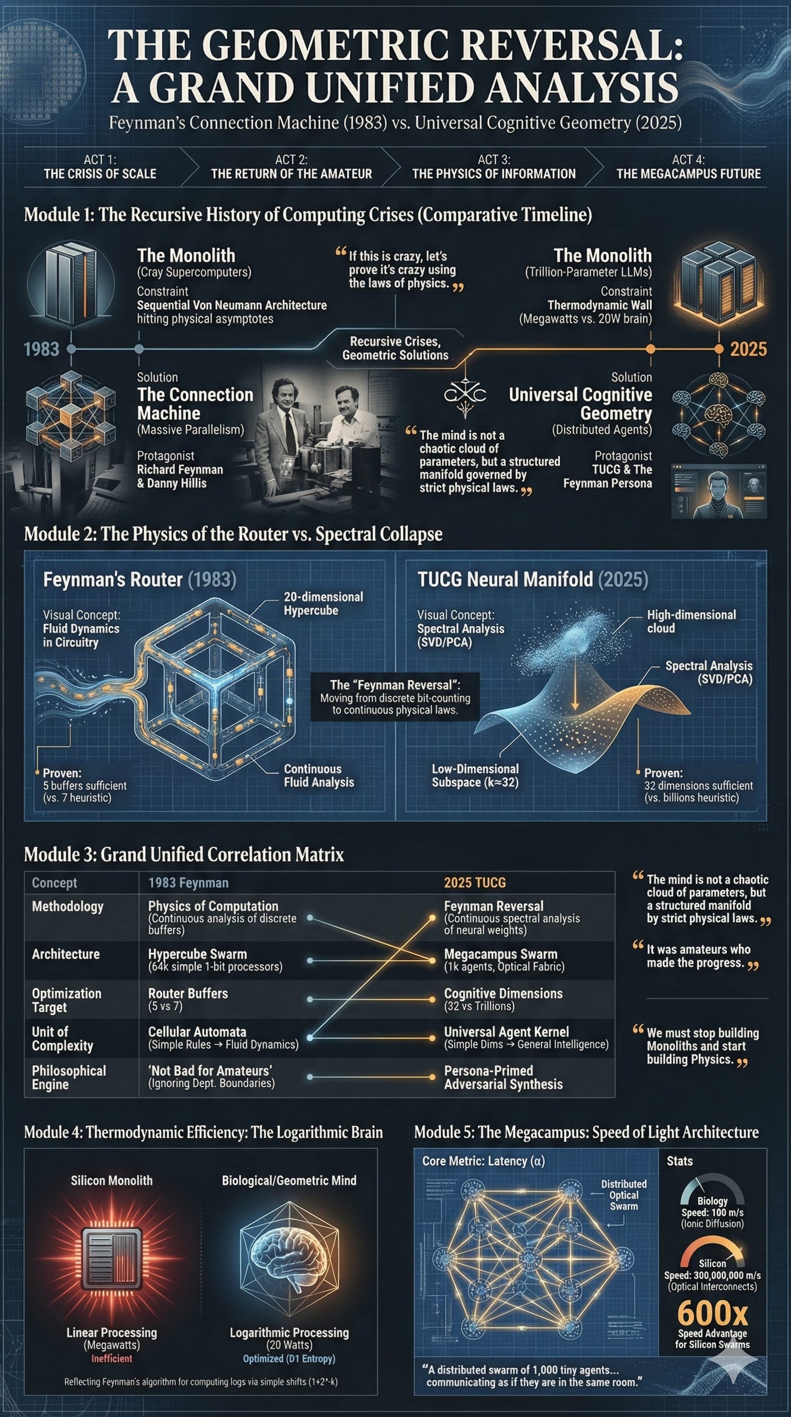 The Geometric Reversal: A Grand Unified Analysis of Feynman’s Connection Machine and the Theory of Universal Cognitive Geometry
