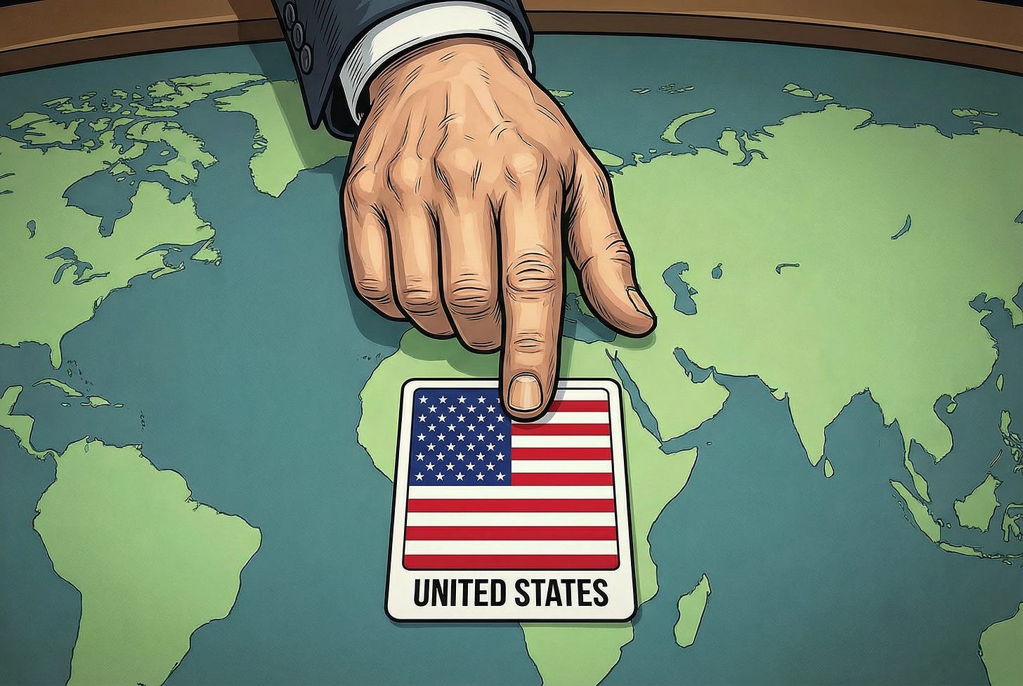 Benjamin Netanyahu laying down a card representing the United States