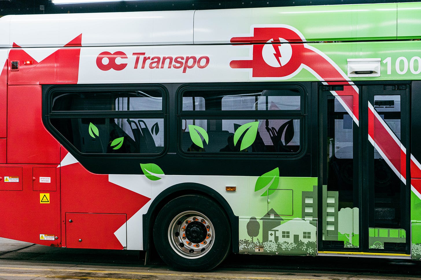 Side panel of an OC Transpo electric bus
