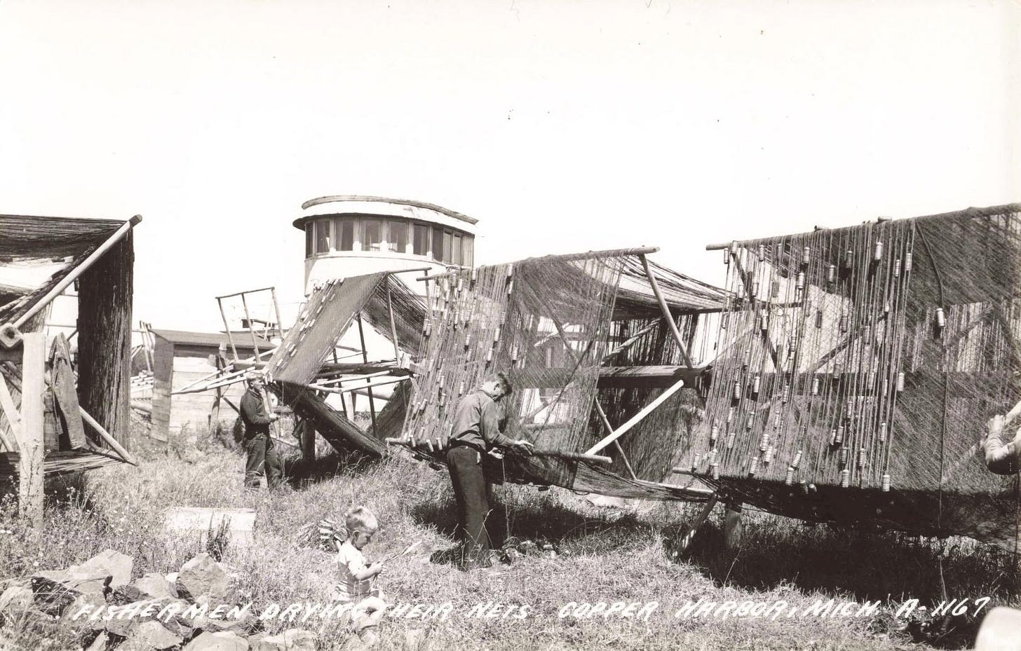 Drying fish nets at Copper Harbor Drying fish nets at Copper Harbor