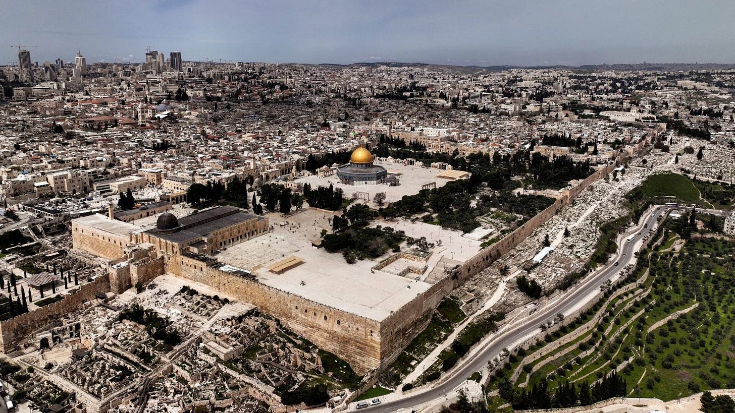 This aerial image taken on 22 March 2023 shows the Dome of the Rock and Al-Aqsa Mosque on the compound in Jerusalem's Old City (Ilan Rosenberg/Reuters) This aerial image taken on 22 March 2023 shows the Dome of the Rock and Al-Aqsa Mosque on the compound in Jerusalem's Old City (Ilan Rosenberg/Reuters)