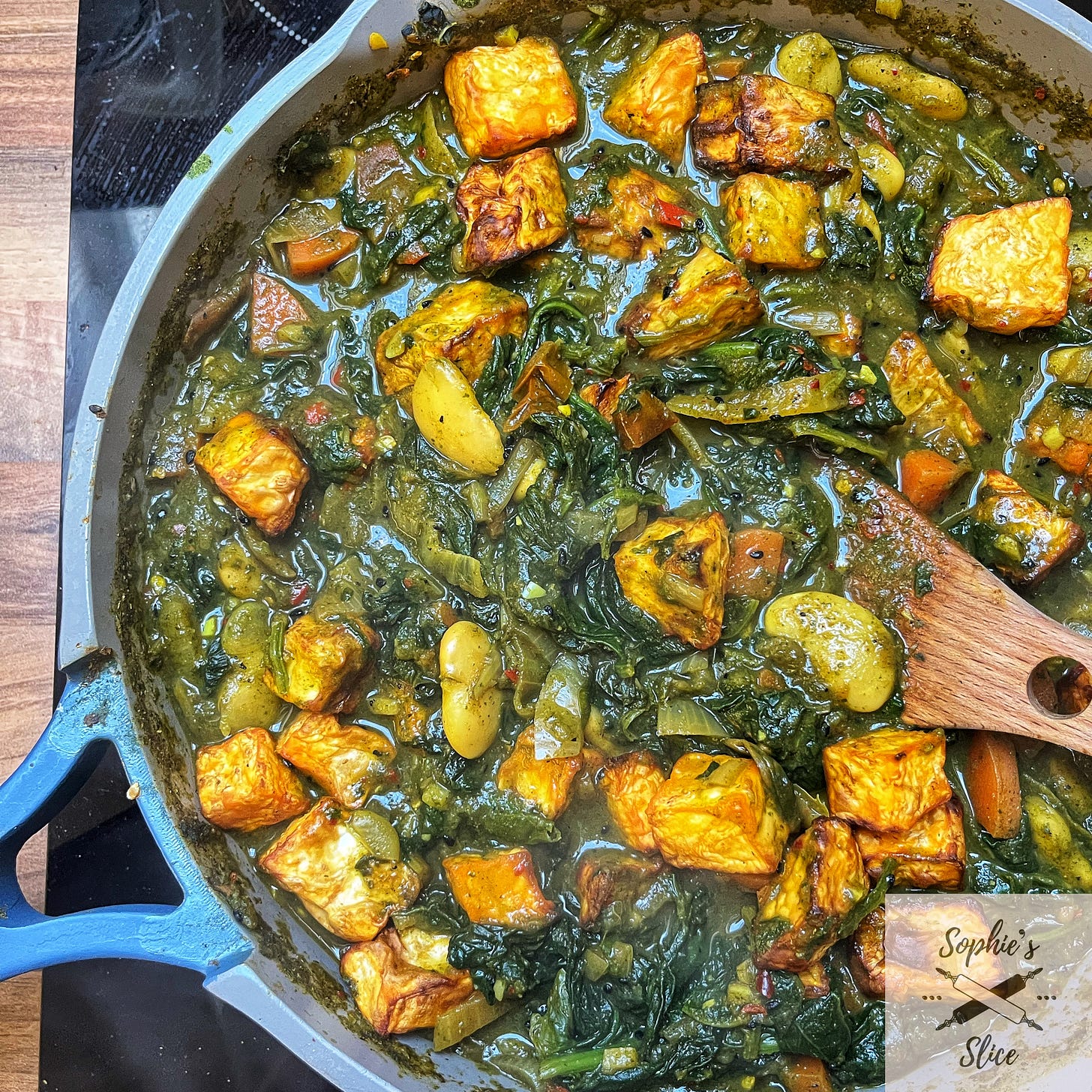 Butterbean Saag Curry with Chilli Oil Roasted Celeriac