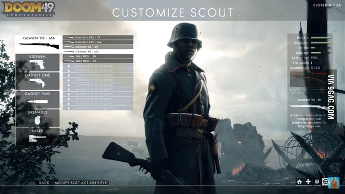 No offence but why is a German sniper a man of colour in battlefield 1  (Credit Doom49, youtuber) - 9GAG