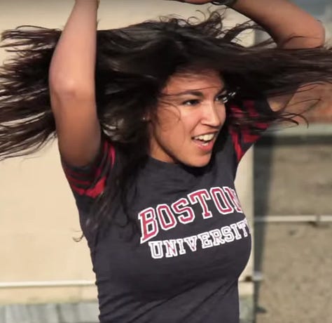3 images of Alexandria Ocasio-Cortez