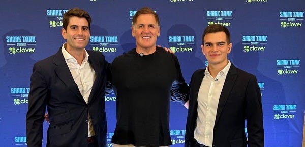 Guillermo Flor and Rubén Domínguez Ibar of GR Angel standing with Mark Cuban in front of a Shark Tank step-and-repeat backdrop Guillermo Flor and Rubén Domínguez Ibar of GR Angel standing with Mark Cuban in front of a Shark Tank step-and-repeat backdrop