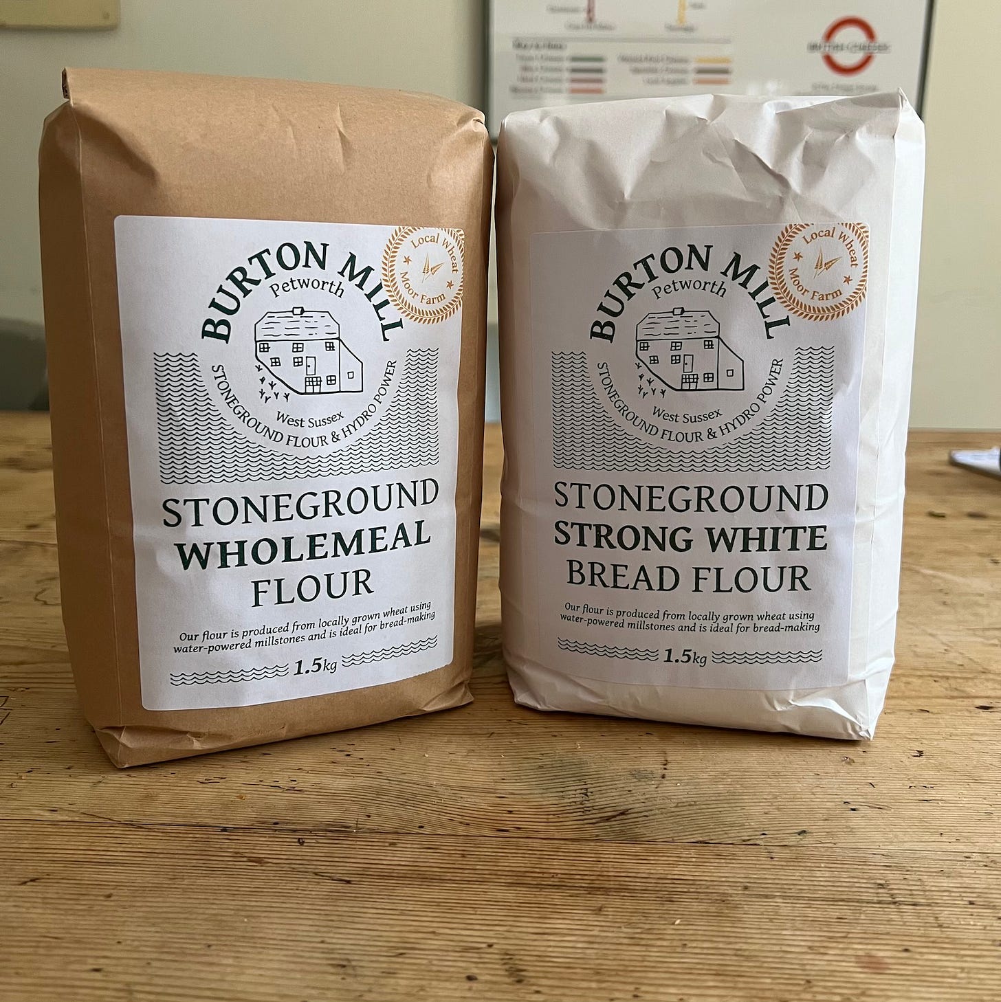 2 bags stoneground flour from Burton mill