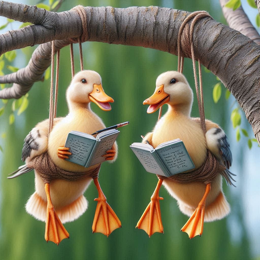ducks dangling diaries photorealistic