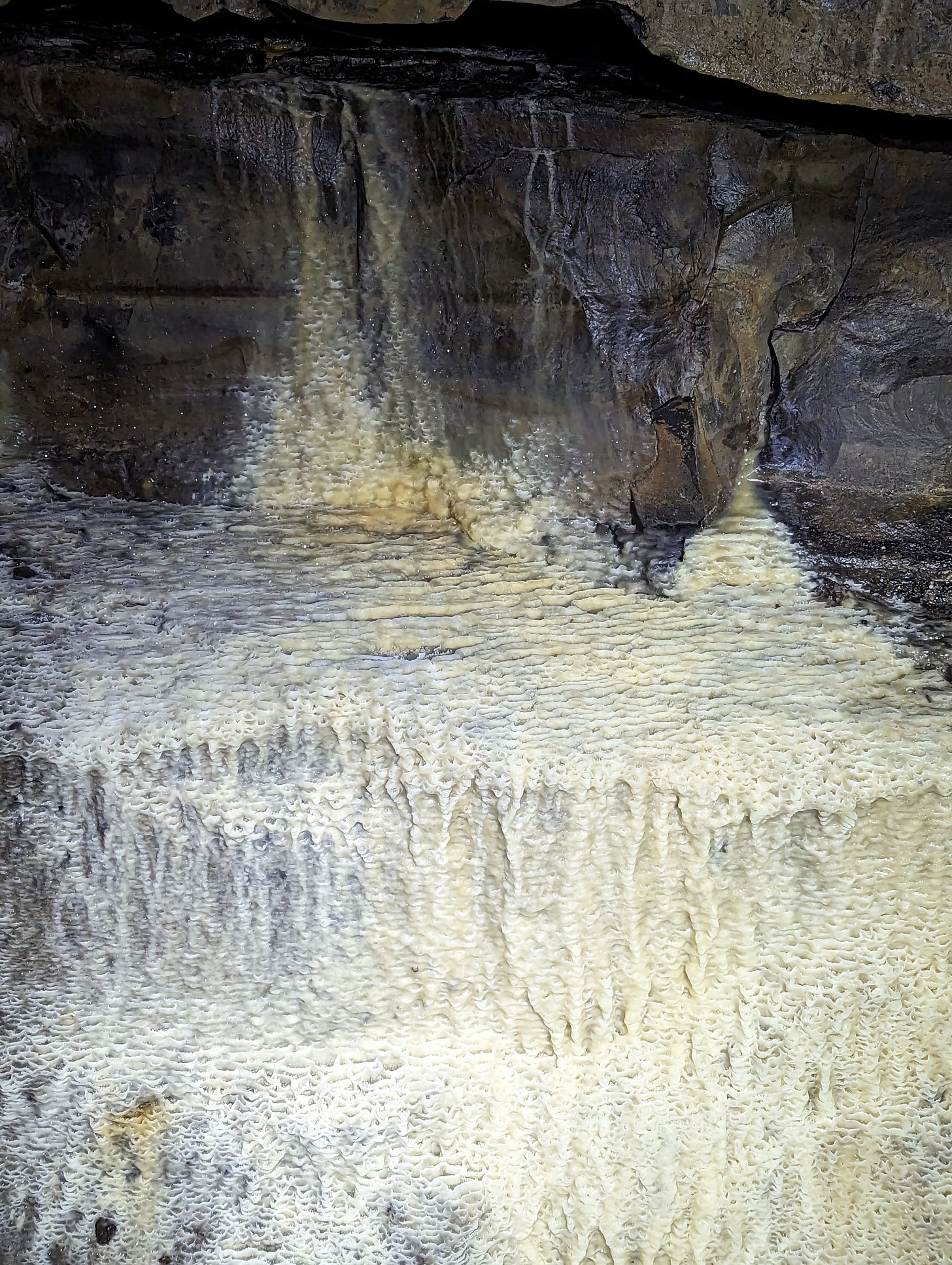 A closeup of Flowstones found inside Rookery Mine in Ashford-in-the-Water, Peak District