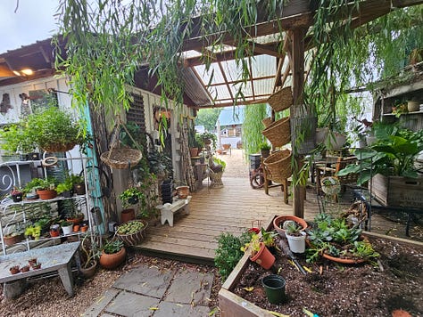 items in a garden center at an antique store in Lucketts VA.