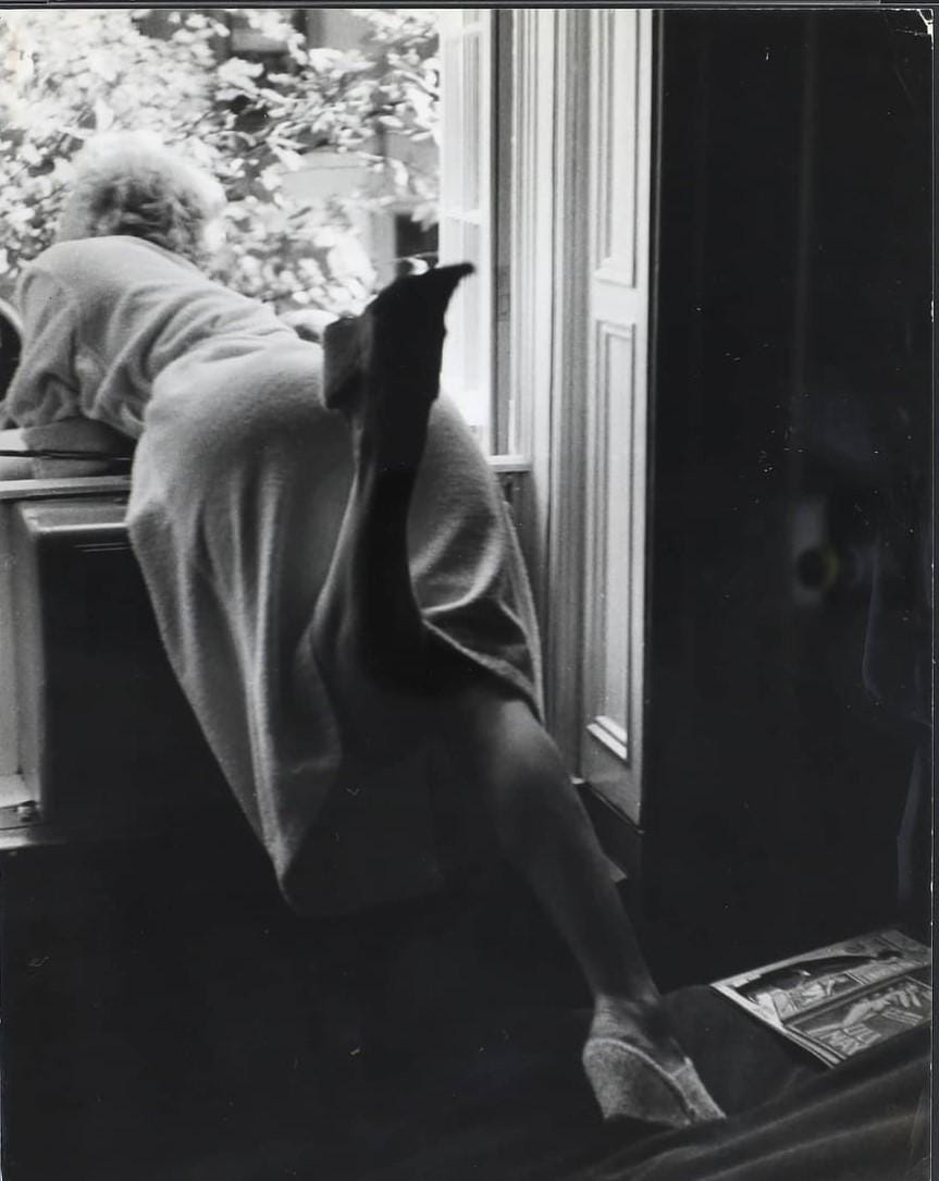 Interior View Of Marilyn Monroe Waving Out Of The Window In The Seven Year Itch film. Interior View Of Marilyn Monroe Waving Out Of The Window In The Seven Year Itch film.