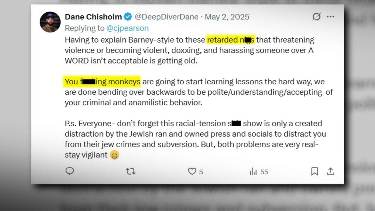 Dane Chisholm Racist Post.jpeg Dane Chisholm Racist Post.jpeg