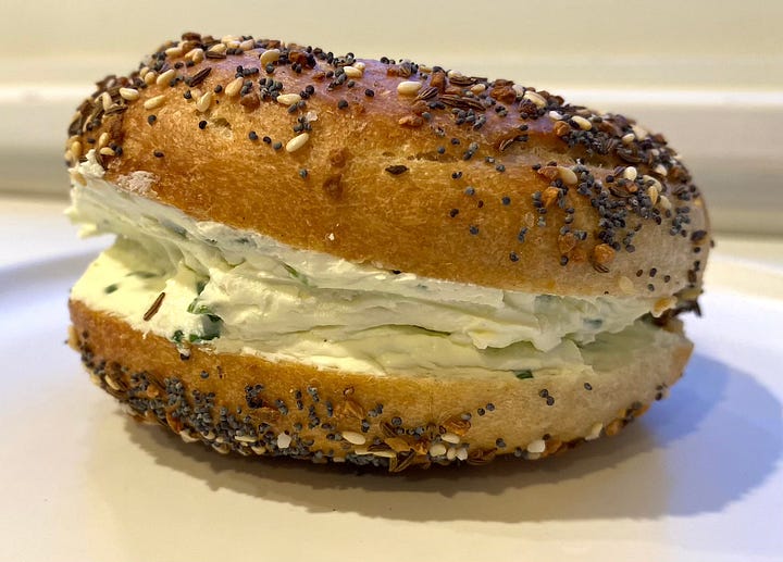 Everything w/scallion cream cheese: Jan 2024 vs. Sept. 2022
