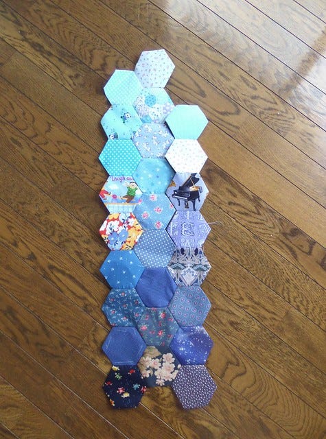 Blue hexagon pacthwork - start Blue hexagon pacthwork - start