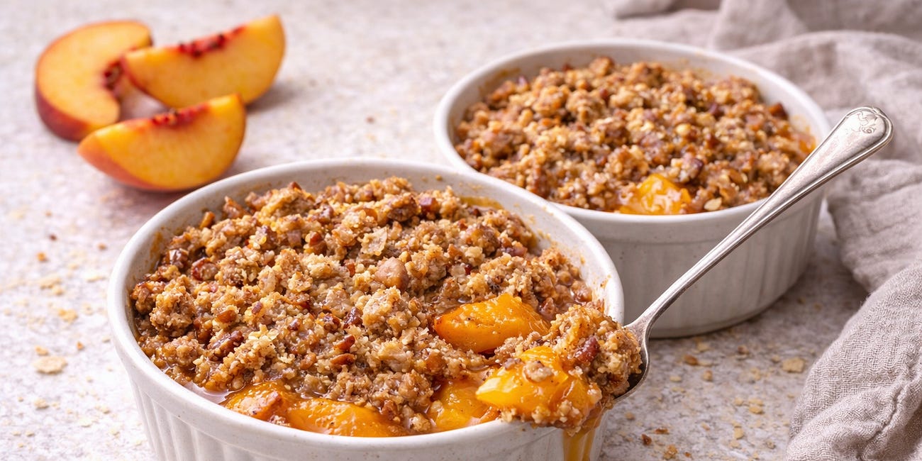 Brown Butter Peach Protein Crumble