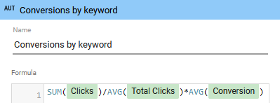 Looker Studio Conversion by keyword formula