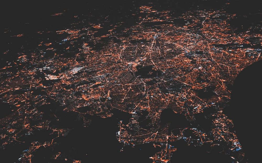 lighted city at night aerial photo lighted city at night aerial photo